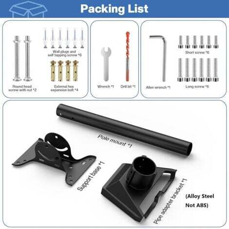 Support De Mât Starlink Gen 3 - Kit Montage Sol Acier Inoxydable 5 Barres + Adaptateur Aluminium