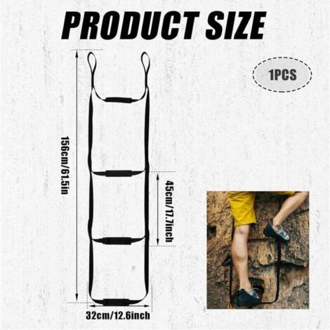 Échelle De Corde 4 étapes Pour Escalade – Sangle En Polyester Résistant – Boucle De Pied Pour Alpinisme, Sauvetage Et Spéléologie – 110 Cm