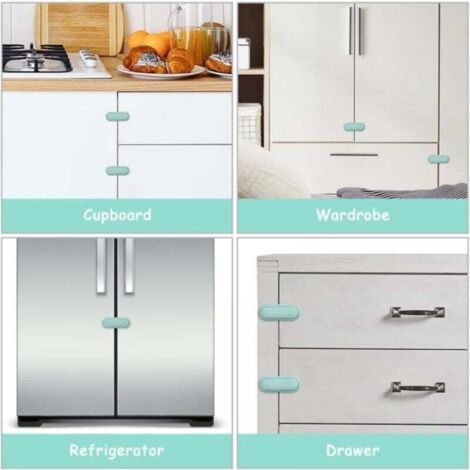 Lot De 10 Sécurités Placard Enfant - Adhésif Fort 3M Sans Perçage - Pour Portes, Tiroirs, Frigo