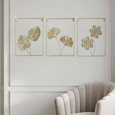 Decoracion Pared Sala, Ginkgo Biloba Metálico Adornos Para Pared, 3D