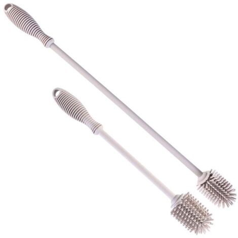 Goupillon Bouteille Silicone Géant Lave Bouteille Ecouvillon Gourde Brosse de Nettoyage Brosse Nettoyage Vaiss Carafe Bottle Brush Thermos (Gris)