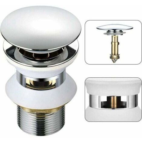 SNQ – Bonde de lavabo avec trop-plein pop-up automatique – Laiton chromé – Hauteur 98 mm – Diamètre 66 mm – Installation facile 1-1/4 - BAIN 1-1
