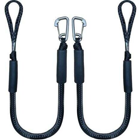 Bungee Dock Line avec crochet corde d'amarrage noire pour bateau 4 pieds paquet de 2 et noir