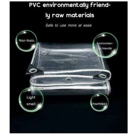 Bâche En PVC Transparent - 1,5 X 2 M - 420 G/m² - Résistante Aux