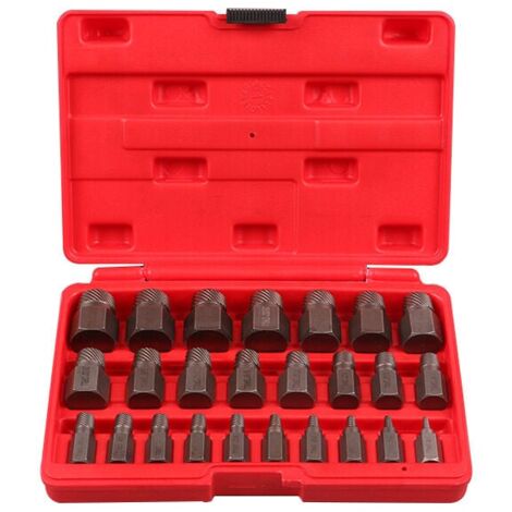 Phasat – Lot de 25 extracteurs de vis à tête hexagonale en acier au chrome-molybdène – Multi-cannelures pour prise rapide – Pour vis cassées et boulons