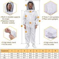 Best Bee Combinaison Apiculteur Enfant XS (160 Cm) - Tenue Complète Anti-Abeilles Avec Gants Cuir Et Poches