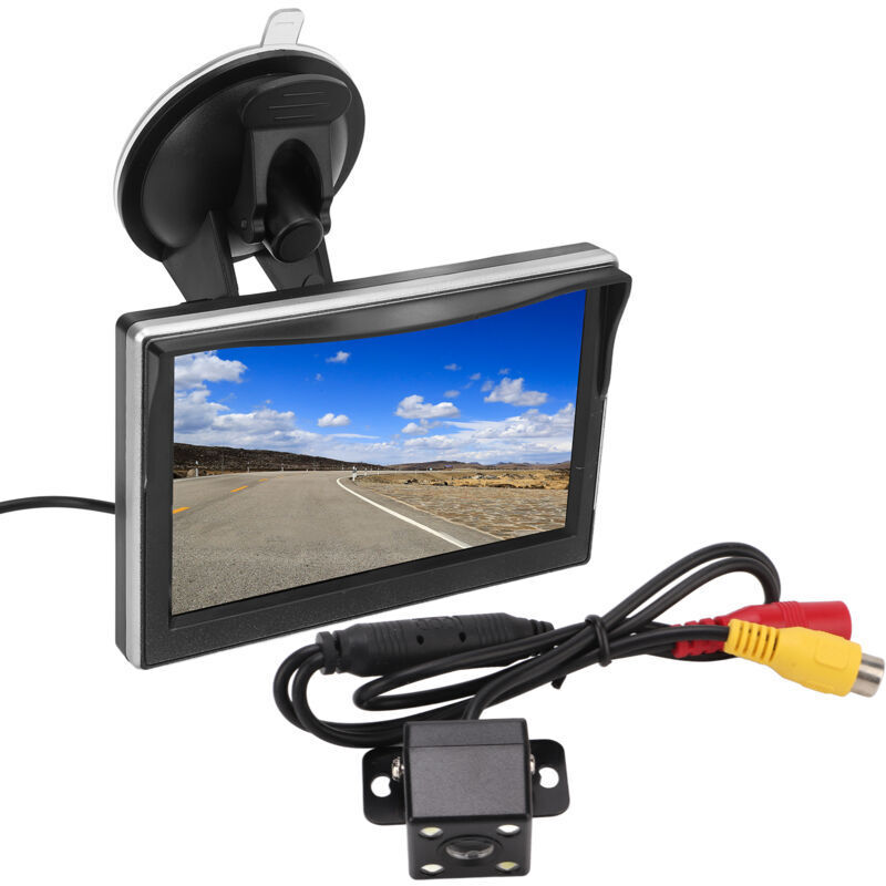 Kit Système Caméra Recul Moniteur 5 Pouces Entrée Vidéo V1 V2 HD 12-24V Véhicules Caméra Lumineuse 4LED Kit Système Caméra Recul Moniteur 5 Pouces Entrée Vidéo V1 V2 HD 12-24V Véhicules Caméra Lumineuse 4LED