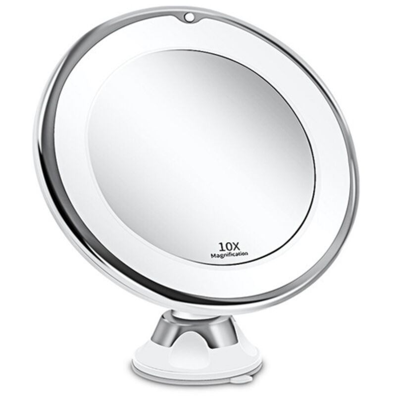 Lampe De Miroir à Ventouse LED - 4 Lumières Blanc Froid, Piles AAA, Pour Maquillage Et Toilettage