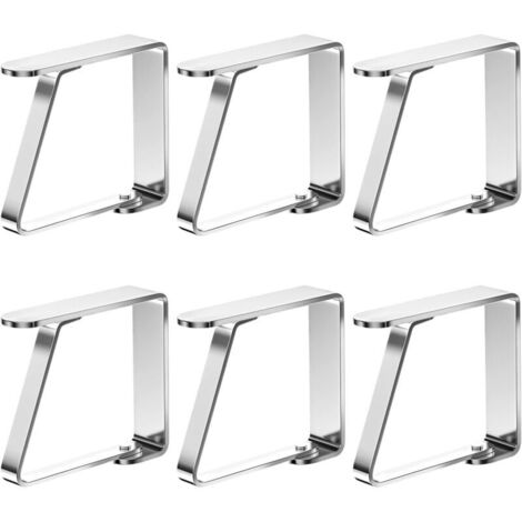 6 pièces Grandes Pince Nappe Inoxydable, Attache Nappe Flexibles et Mobiles, Pinces Nappe de Table Exterieur pour 0-5.5 cm Table de Jardin, Table à Manger familiale de Restaurant (Argent) (1/4)
