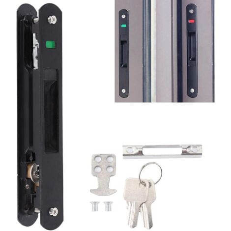 Serrure Porte Coulissante, Verrou de Porte, Verrou Baie Coulissante, Crochet de Fenêtre Verrou de Verrouillage Simple Double Face Pour Portes Mobiles, Fenêtres, Portes Coulissantes en Verre (1/4)