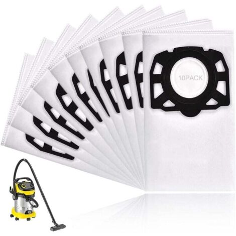 10 sacs pour aspirateur Kärcher 2.863-006.0, sacs filtrants en polaire, 487 sacs de rechange, compatibles avec les modèles WD4, WD5, WD6, WD5P, WD6P Premium, MV4, MV5 et MV6. Sacs filtrants pour aspir (1/4)