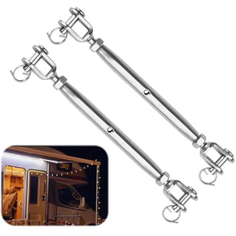 PUCIO câble tendeur inox 2pcs M6 ridoir tendeur d'auvent, tendeur inox, tendeur de corde, tendeur de câble ridoir vis de ridage fourche pour voilier, auvent, corde à linge (1/4)