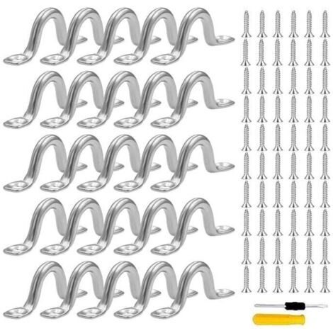 40 Pontet INOX, Acier Inoxydable Pontet avec 80 vis & 1 Tournevis pour Bateau et Kayak,Pont,Voile D'ombrage de Voiture,Gréement de Cano (6 mm) (1/4)