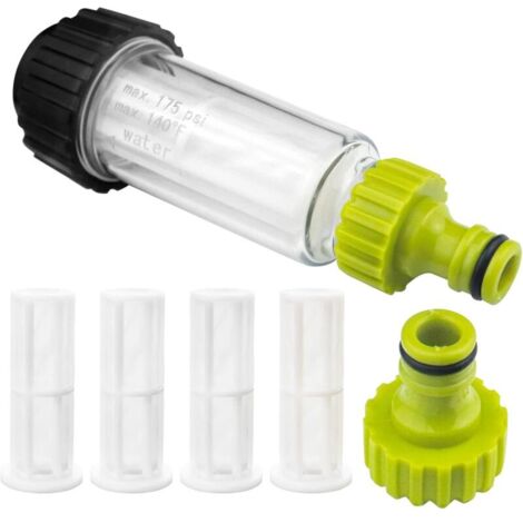 Kit de filtres à eau 3/4" Préfiltre à eau avec 4 filtres et adaptateur rapide pour nettoyeur haute pression, pompe de jardin, arrosage de jardin, camping-car (1/4)