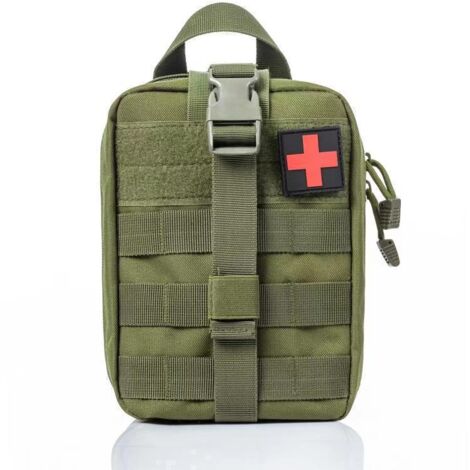 Trousse de premiers secours, trousse de survie, trousse de premiers secours, trousse médicale d'urgence de camping en milieu de travail vert armée (vide), (1/4)