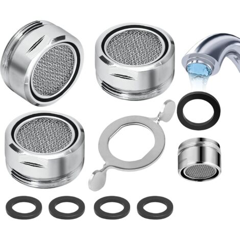 Aérateur de robinet M24, aérateur de robinet économiseur d'eau 3 pièces avec filtre en acier inoxydable et ABS, avec 3 joints, aérateur économiseur d'eau pour salle de bain et cuisine (1/4)