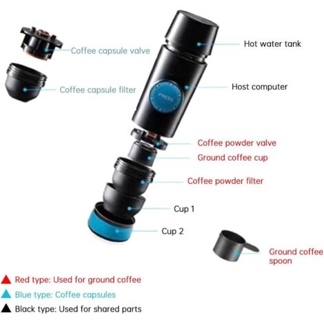 Machine à Café Portable - Machine à Expresso De Voyage - Pour Voiture Et Camping 12V Compatible Avec Les Capsules De Cafe Nespresso 87558677