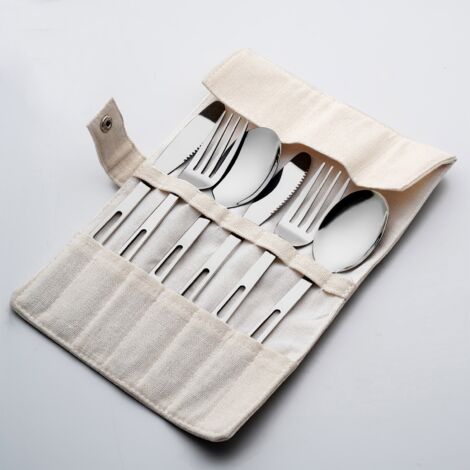 Ensemble de couverts en acier inoxydable 6 pièces, lavable au lave-vaisselle, style décontracté