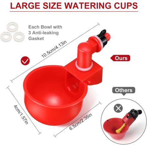 Ellxen 6 Abreuvoirs Automatiques Pour Poules En Plastique – Tasses à Boire Anti-Gaspillage Pour Poussins, Cailles, Canards Et Oiseaux – Installation Facile Sur Seau Ou Tuyau