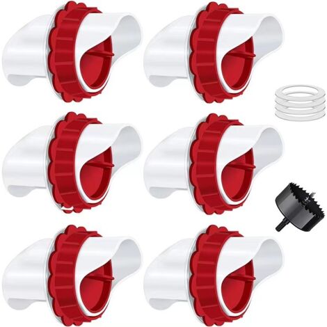 Mangeoire automatique pour poulets, kit de mangeoire à volaille par gravité à 6 ports pour seaux, boîtes et autres contenants (1/4)