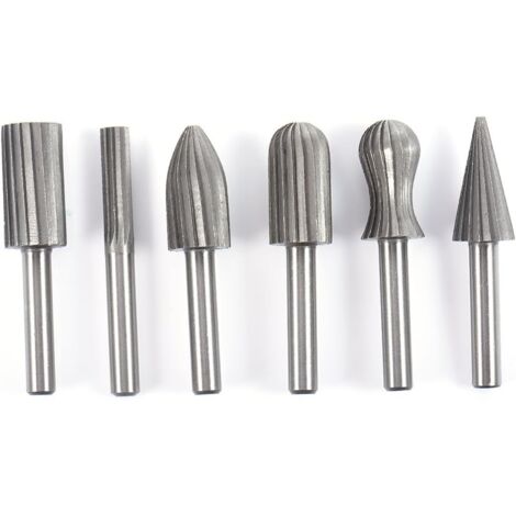 6 pièces 6mm 1/4 "jeu de limes à fraises rotatives en acier pour métal plastique bois pierre meulage ébavurage (1/4)
