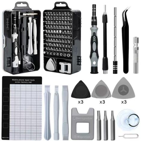 122 en 1 Kit Tournevis De Précision, Kit de Réparation, Mini Tournevis Kit Outil Informatique pour PC, MacBook, iPhone, Lunettes, Montre, Smartphone, Appareil Photo, Montres,etc (1/4)