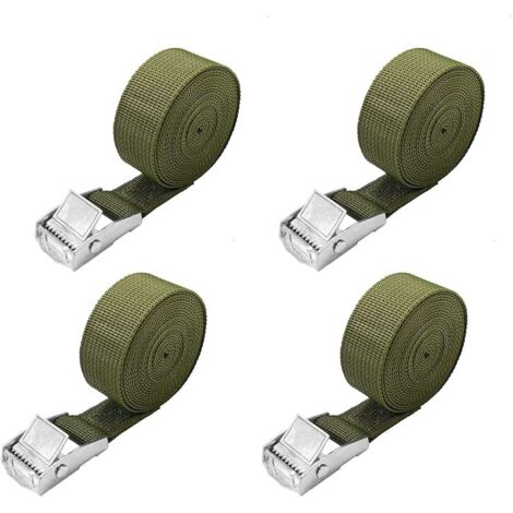 Sangles d'arrimage de 5 m - Lot de 4 Courte Sangle a Cliquet avec Boucle de Serrage 25mm 100kg Sangle Porte Velo, Sangle Moto Extrêmement Robustes (1/4)