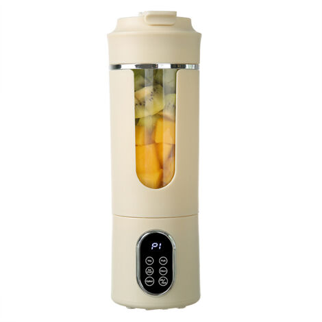 Gobelet à jus rechargeable USB-C portable — 12 lames en acier inoxydable 304, mixeur personnel 50 W pour smoothies et glace pilée, de qualité alimentaire pour les voyages et la voiture (1/4)