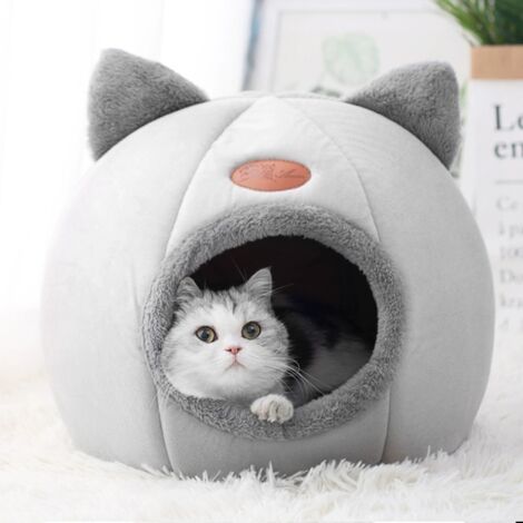 Nid d'hiver confortable pour chat, petit panier, tapis, fournitures pour maison de chat, tente pour animaux de compagnie, grotte confortable, lit d'intérieur lavable pour petit animal (L 36 x 36 x 36 (1/4)