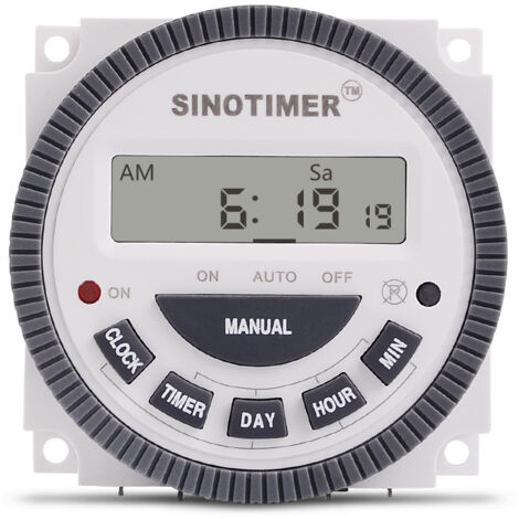 Interrupteur de minuterie numérique LCD TM619, programmable hebdomadairement, modèle plus fin, 16 A, 1 NO + 1 NC (TM619-3 220 V) (1/4)