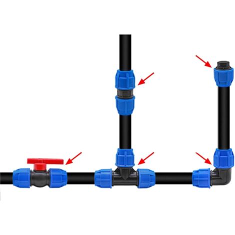 TONYSA Accessoires Pour Raccords De Tuyaux D'eau En Plastique PE Raccord En T 50 Mm Pour Raccordement De Tuyaux 90463184