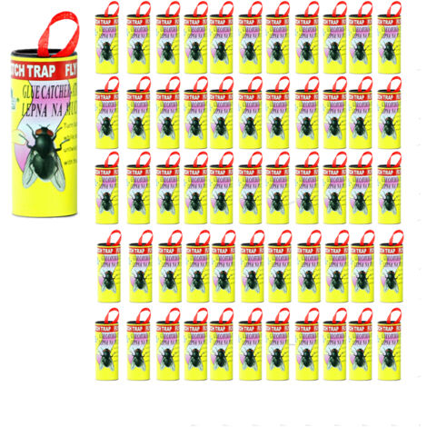 Rouleau anti-mouches puissant, papier tue-mouches, planche anti-mouches, médicament anti-mouches, piège à moustiques (52 pièces) (1/4)
