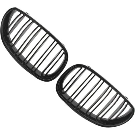Calandre avant pour BMW Série 5 E60 E61 (2004-2009), avec un design à double barre horizontale et une finition noir brillant.