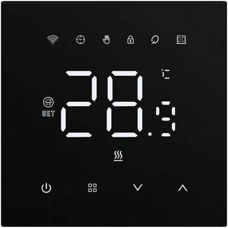 Thermostat Wi-Fi intelligent 220 V pour chauffage au sol électrique, régulateur de température 16 A, chauffage au sol électrique - Noir (1/4)