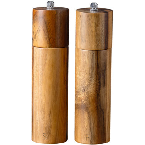 Ensemble de 2 moulins à sel et à poivre, 20 cm, remplissage facile, grain réglable, pot à poivre en céramique, couverts (1/4)