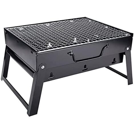 Barbecue à charbon de bois pliable et portable en acier inoxydable, pour barbecue de bureau, fumoir d'extérieur, pour cuisine en plein air, camping, pique-nique, plage (35,1 x 27,9 x 19,6 cm) (1/4)
