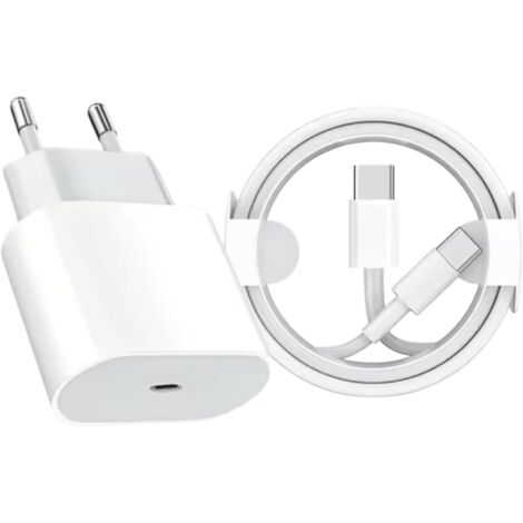 Adaptateur USB-C rapide 20 W pour prise européenne, câble de charge de 1 m, chargeur de voyage pour l'Europe, l'UE, l'Euro, l'Espagne, l'Italie, la France et l'Allemagne. (1/4)