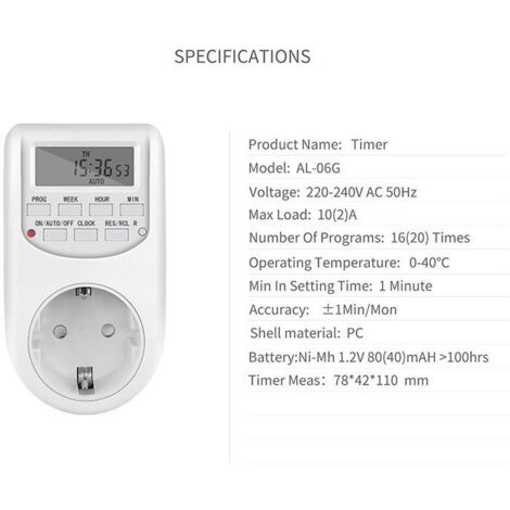EU Plug Timer Switch Digital Power Socket Energy Saving Adjustable ...