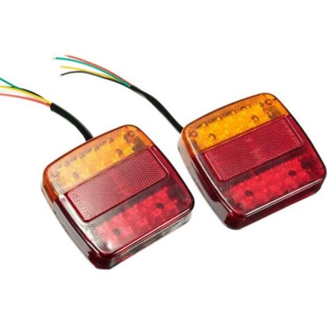 2 pièces feux arrière de remorque 26 LED 12 V feux arrière clignotants feux stop réflecteurs feux de plaque d'immatriculation IP67 étanche multifonction remorque camion caravane van bateau (1/4)