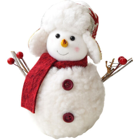 Mignonne figurine de bonhomme de neige décorative, à exposer sur un bureau ou une fenêtre, pour une ambiance festive (taille moyenne). (1/4)