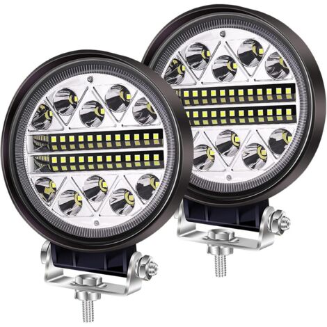 102W LED Travail lumière Offroad Conduite antibrouillards, 2PCS Rondes LED Pods Spot Flood Combo Lights 12V 24V Feux auxiliaires pour Camion Tracteur Voiture 4x4 ATV UTV SUV Bateau (1/5)