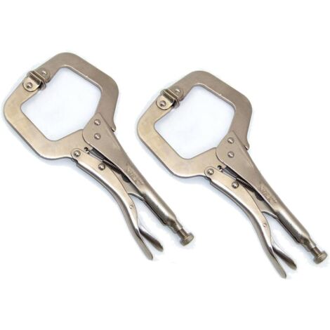 Lot de 2 colliers de serrage en C 27,5 cm avec plaquettes pivotantes en acier Pince étau de soudage 275 mm (1/5)