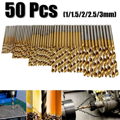 1/1.5/2/2.5/3mm HSS Titanium Coated Foret Set HSS Foret Haute Qualité Outils Électriques 50 Pièces (1/5)