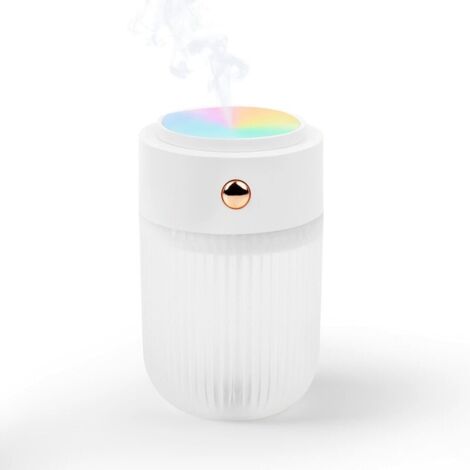 Mini coloré humidificateur couleur lampe veilleuse 250 ml bureau chambre facile à transporter, charge USB-C (rose clair) (white) (1/4)