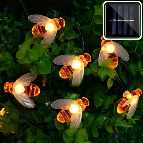 Guirlande solaire à 50LED en forme d'abeilles mellifères, éclairage d'extérieur, luminaire féerique, idéal pour un jardin, (1/5)