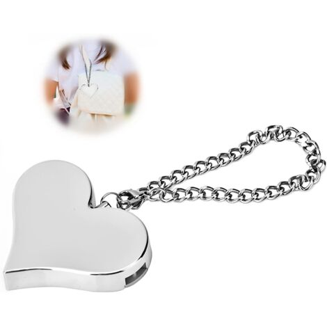 Alarme personnelle - Porte-clés d'alarme personnelle en forme de cœur pour femmes et enfants, porte-clés d'alarme de chanson de sirène forte de 130 DB (argent) (1/5)