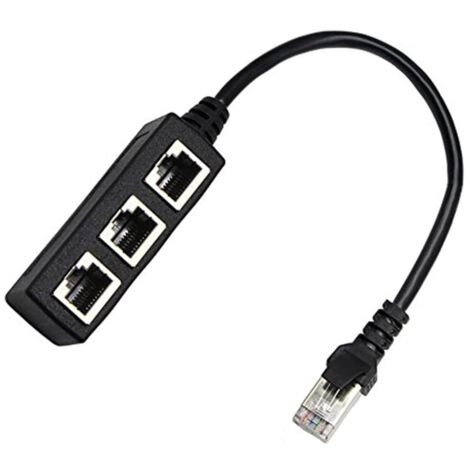 Câble réseau LAN Ethernet 1 à 3 RJ45 mâle 1 à 3 adaptateur de câble Ethernet LAN femelle pour protéger le port de l'appareil. (1/5)