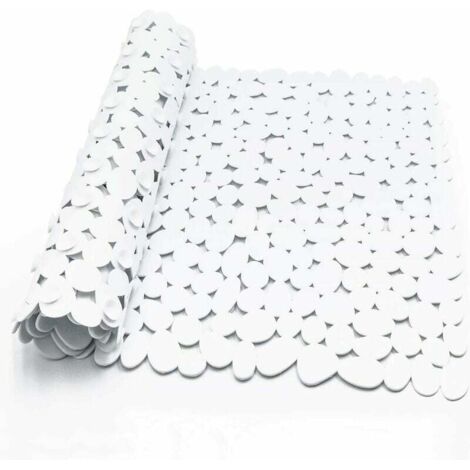 Tapis de douche antidérapant, tapis de douche rectangulaire en galets antidérapant, tapis antidérapant avec ventouse, tapis de bain ou de douche antifongique (blanc) (1/5)