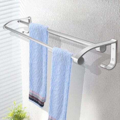 23 pouces Double Rail porte-serviettes porte-serviettes avec crochet cintre accessoires de salle de bain fixés au mur (1/5)