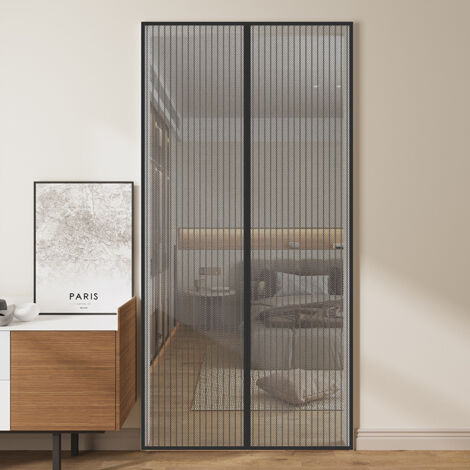 Moustiquaire Porte Fenetre Aimantée Magnetique, Rideaux Anti Mouches pour Porte, Rideaux Toile Insect Ecran, Moustiquaire Baie Vitree Coulissante, Magnétique Moustique Sans Perçage (80210cm, noir) (1/5)